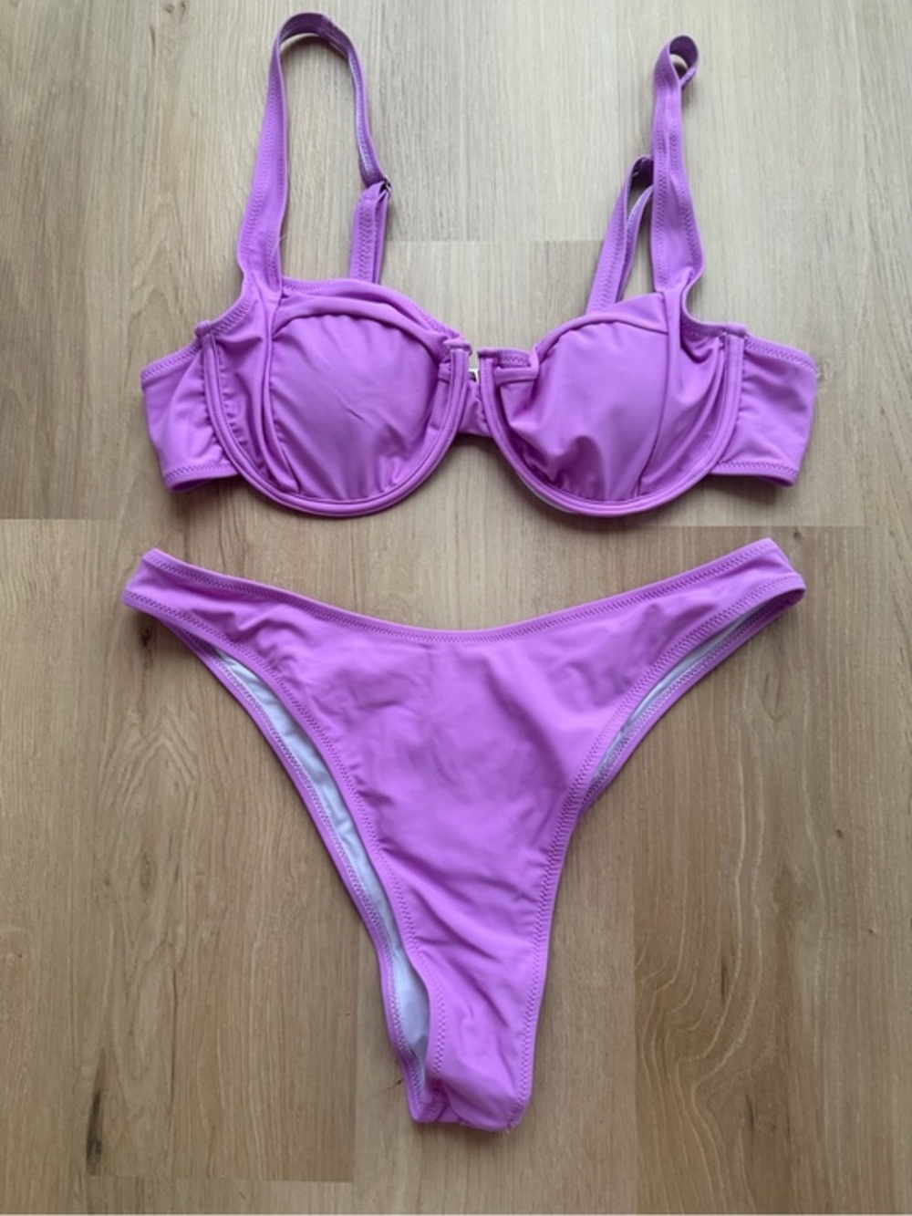 Purple Underwire Bikini Set XL NWOT Ruched Cheeky Bottom Swimwear